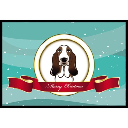 Carolines Treasures Basset Hound Merry Christmas Indoor and Outdoor Mat- 18 x 27 in. BB1553MAT